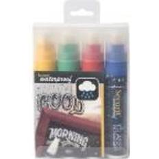 Tuschpen Sæt 4 stk Securit tyk 7-15 mm Vandfast Rød/Blå/Gul/Grøn,12 pk x 4 stk/krt