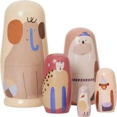 Madera Figuras de Juguete Ferm Living Critter Babushka Dolls Pale