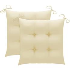 Tessili vidaXL Cuscini 2 Pcs Bianco Crema 40x40x7 cm Tessuto Oxford Cuscino per sedia Beige, Bianco