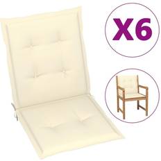 Textiles vidaXL Jardín Respaldo Bajo 6 Uds Tela Oxford Crema Cojín de silla Gris, Negro