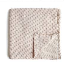 Mushie Baby Care Mushie Organic Cotton Swaddle In Caramel Polka Dot Polka Dot 0-3 Months