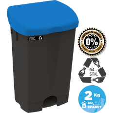 Nordisk Microfiber NRW Sort Affaldsspand pedal 50 L, Blåt låg - 1 stk