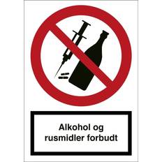 Informationsskilte Otto Schachner Forbudskilt Alkohol rusmidler forbudt Plast A4
