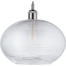 Lighting Happy Homewares Contemporary Clear Ribbed Spiral Pendant Lamp