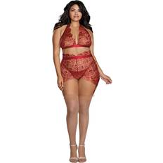 Delicate Floral BH Sæt Plus Size Sort 3XL