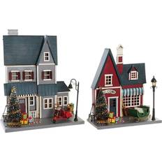 Rød Julebyer Dkd Home Decor Metal PVC Hus 30 Juleby