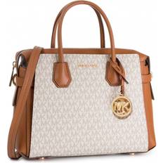 Michael Kors Mercer Medium Logo Belted Satchel - Vanilla