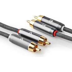 Nedis Premium 2x RCA/Phono RCA/phono kabel - Metalgrå