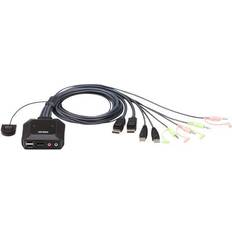 KVM Switches Aten 2-Port USB DisplayPort Cable KVM Switch with Remote Port Selector