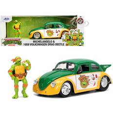 Giocattoli Jada Teenage Mutant Ninja Turtles Volkswagen Beetle 1:24 Scale Die-Cast Metal Vehicle with Michelangelo Figure