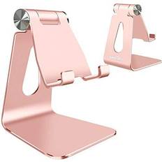 Mobile Device Holders Adjustable Cell Phone Stand,SKEJER Phone Holder,Tablet Stand Dock,Aluminum Desktop Compatible with iPhone 12 iPad,Samsung Galaxy,Google Pixel All Smart Phone/Tablets Under 10 in-Rose Gold