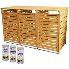 MonsterShop Monster Shop - Triple Wheelie bin storage with 3 Dustbin Destroyer Freshener (Building Area )