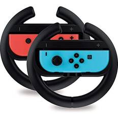 Gamepads TALK WORKS Nintendo Switch Racing Wheel Controllers For Joy-Con Gaming Accessory Driving Grip Compatible w/ Switch OLED (Black, Pack of 2)