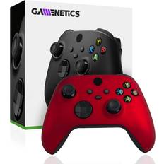 Xbox controller red Gamenetics Custom Official Wireless Bluetooth Controller for Xbox Series X/S and Xbox One Console Un-Modded Video Gamepad Remote (Soft Touch Crimson Red)