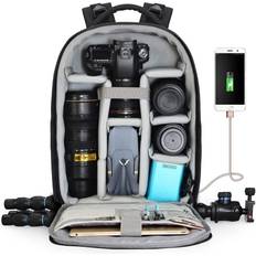 Dslr camera sony CADeN Camera Backpack Professional DSLR Bag with USB Charging Port Rain Cover, Photography Laptop Backpack for Women Men Waterproof, Camera Case Compatible for Sony Canon Nikon Lens Tripod Accessories