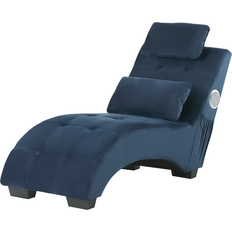 Chaise longue Beliani Simorre Chaise Longue Blauw Fluweel