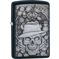 Zippo Gas Tändare Zippo 49183 Unisex emblem Pocket Lighter tändare, Black Matte Gambling Skull, en storlek