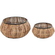 Töpfe & Pflanzgefäße Dkd Home Decor Set of pots Natural Black Metal Rattan 25,4