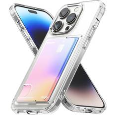 Rearth Ringke Fusion Card [Transparent Wallet] Compatible with iPhone 14 Pro Case 6.1 Inches, Hard Back with Build-in Card Slot Holder Phone Cover for Women, Men Clear