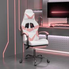 Roze - Volwassene Gamestoelen vidaXL Gamestoel draaibaar met voetensteun kunstleer wit en roze