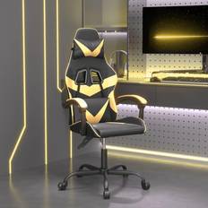 vidaXL Silla gaming giratoria cuero sintético negro y dorado Oro