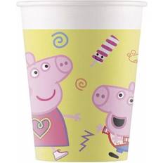 Greta gris mugg Procos 93471 – party-mugg Peppa Wutz, max. kapacitet 200 ml, 8 stycken, engångsmuggar gjorda av papper, barns födelsedag, festporslin, FSC