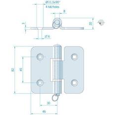 Roca Hængsel 92x82mm rfr. 444070