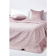 Polyester Linge de Lit Homescapes Couvre Matelassé Vieux Rose À Motif Cercles Entrelacés 200 x 200 cm - Rose Couvre-lit Rose