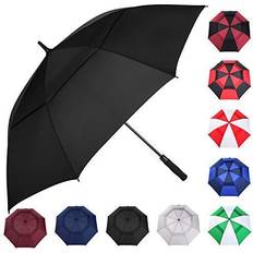 Golfparaplyer MRTLLOA Automatic Open Golf Umbrella, 62/68/72 Inch Extra-Large Oversized Double Canopy Vented Windproof Waterproof Stick Rain Golf Umbrellas for Men and Women (Black, 62 inch)