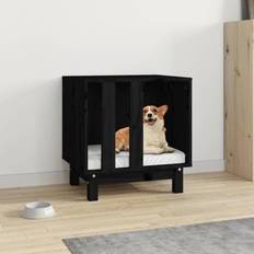 Vidaxl dog house pine vidaXL Dog House Black 50x40x52 Solid Wood Pine