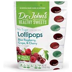 Cherry Confectionery & Biscuits John's Healthy Sweets, Lollipops, + Fiber & Vitamin C, Blue Raspberry, Cherry, Sugar Free, 3.7