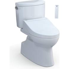 Toilets Toto Vespin II Collection MW4743084CEFG#01 1.28 GPF Floor Mounted Two-Piece Elongated Toilet with Washlet and Left Hand Trip Lever in