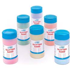 Rosa DIY Baker Ross AW427 Glittersand, 2-pack, för alla konstprojekt, för att dra av och klistra på, eller för att fylla vaser, blandade
