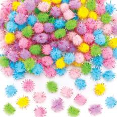 Baker Ross AX699 Glitter Pom Poms – 150-pack, självhäftande blandade klibbiga hantverksutsmyckningar för barn konst och hantverk dekoration