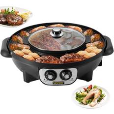 Hot pot grill VEVOR 2 Hot Pot BBQ Pan Grill Pot with Temp Control Smokeless Hot Pot People