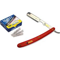 Classic Samurai Stainless Steel Professional Barber Straight Edge Razor with 100 Derby Single Edge Razor Blades (Red)