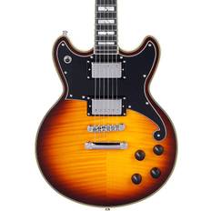 D'Angelico D'angelico Deluxe Series Brighton Solidbody Electric Guitar With Usa Seymour Duncan Humbuckers And Stopbar Tailpiece Vintage Sunburst