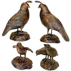 Design Toscano California Quail Solid Cast Bronze Garden Statue Set