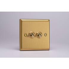 Brushed brass sockets Varilight XBT71 Classic Brushed Brass 2 Gang 10A Toggle Light Switch (1 x Intermediate 1 x 2 Way)