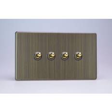 4 gang light switch Varilight XDYT9S.AB Urban Screwless Antique Brass 4 Gang 10A 2 Way Toggle Light Switch