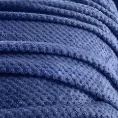 Blue Blankets Luxury Large Waffle Honeycomb Mink Blankets Blue