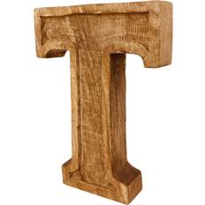 Geko Hand Carved Wooden Embossed Letter T