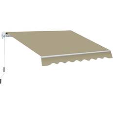 OutSunny Pavillons OutSunny 2.5x2 m Manual Retractable Awning-Beige Canopy/White Frame