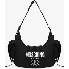 Moschino Svarta Axelremsväskor Moschino Double SmileyÂ Logo Nylon Hobo Bag