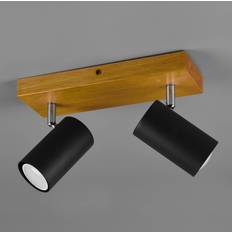 Illuminazioni Trio Lighting - Faretti Barra 2 Spots Cilindri Neri e Legno Naturale Marley Barra gd Faretto