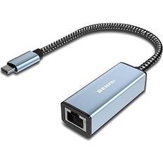 BENFEI Typ-C till Ethernet-adapter, Typ-C (Thunderbolt 3) till RJ45 Gigabit 1 000 Mbps, Ethernet-adapter kompatibel med MacBook Pro 2019/2018/2017, MacBook Air m.m. (aluminiumskal & nylonkabel)