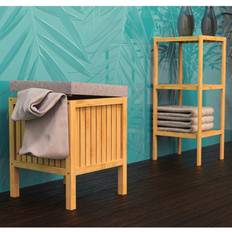 Eisl Cesto Lavandería 2-en-1 Asiento Amortiguador Bambú 39x39x52.5 cm