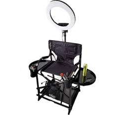 Cosmetics TuscanyPro Portable Makeup & Hair Chair with 14 Inch LED Ring Light Perfect for Makeup, Hair Stylist, Salon with Adjustable Seat Height Carry Bag Included