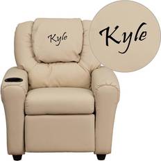 Beige Chair Flash Furniture 36.5 Personalized Beige Vinyl Recliner with Cup Holder