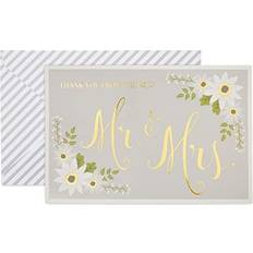 Wedding Thank You Cards with Striped Envelopes, Mr and Mrs (4x6 In, 48 Pack)